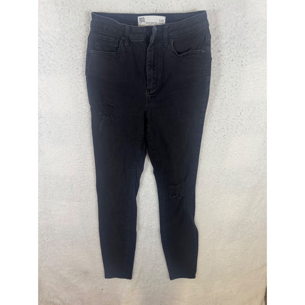 RSQ Womens Black Distressed Super High‎ Rise Jegging Size 1/W25 Jeans